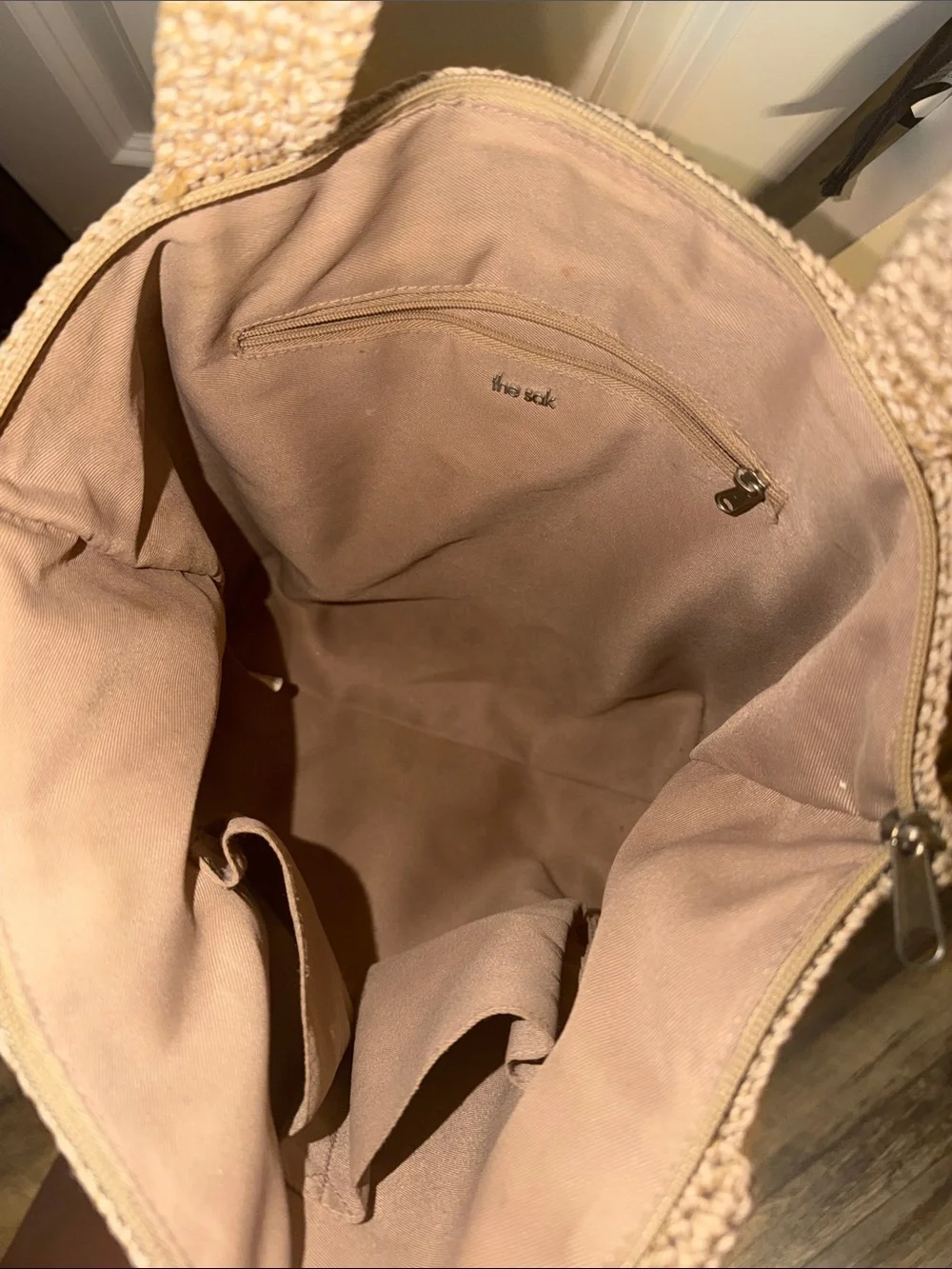 The Sak - Neutral Striped Crochet Tote Bag - Beige